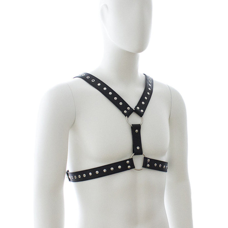 Adjustable Fetish Gay BDSM Leather Chest Harness for Men - Perfect for Body Bondage and Rave Nights