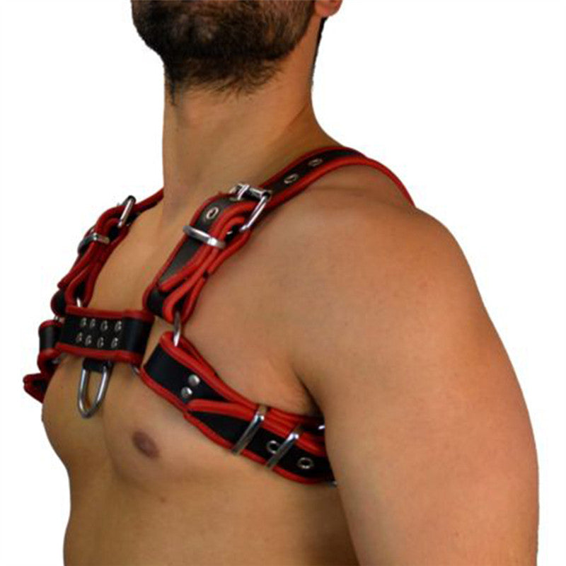 Adjustable Fetish Gay BDSM Leather Chest Harness for Men - Perfect for Body Bondage and Rave Nights