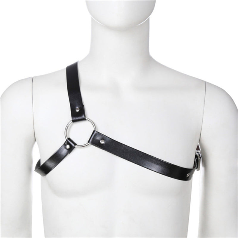Adjustable Fetish Gay BDSM Leather Chest Harness for Men - Perfect for Body Bondage and Rave Nights