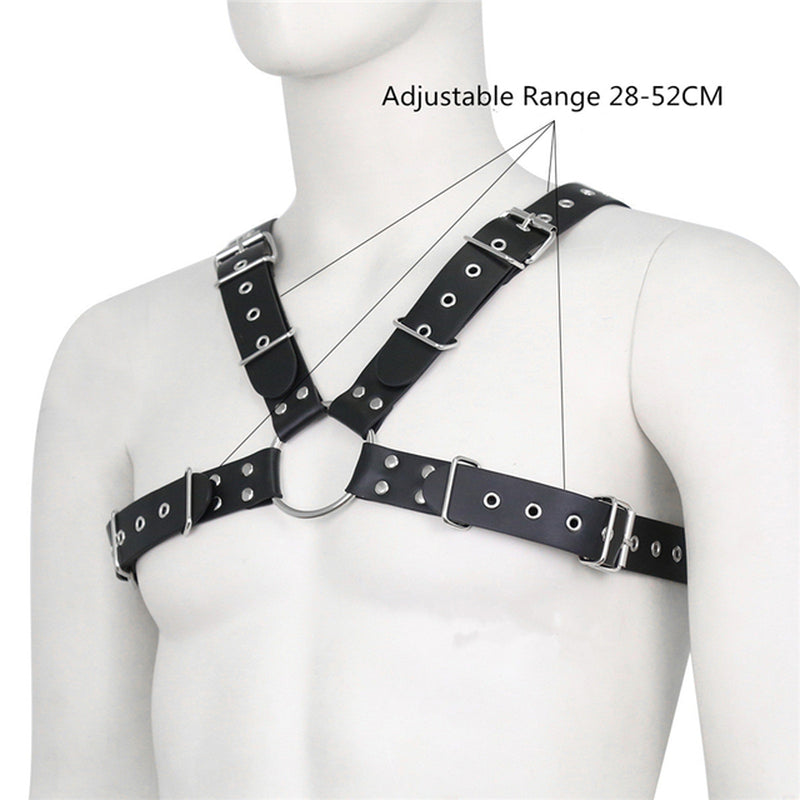 Adjustable Fetish Gay BDSM Leather Chest Harness for Men - Perfect for Body Bondage and Rave Nights