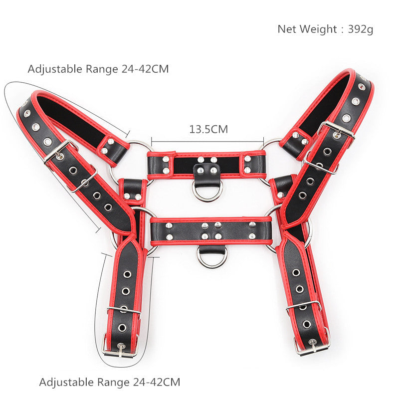 Adjustable Fetish Gay BDSM Leather Chest Harness for Men - Perfect for Body Bondage and Rave Nights